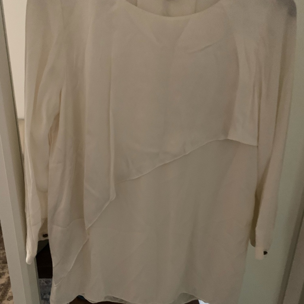 New Club Monaco Ivory Asymmetrical Blouse